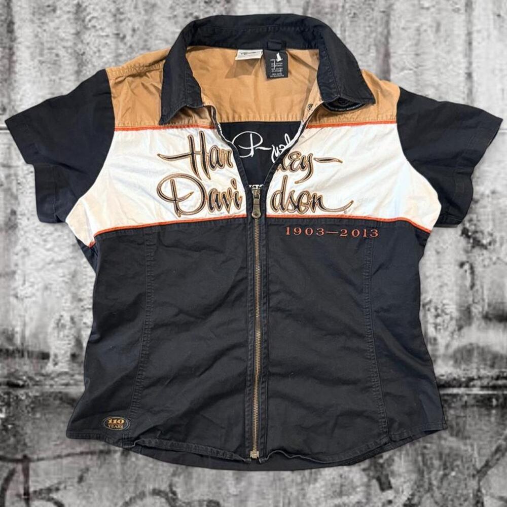 Harley Davidson 110th Anniversary 1903–2013 Women’s Zip Shirt XL
